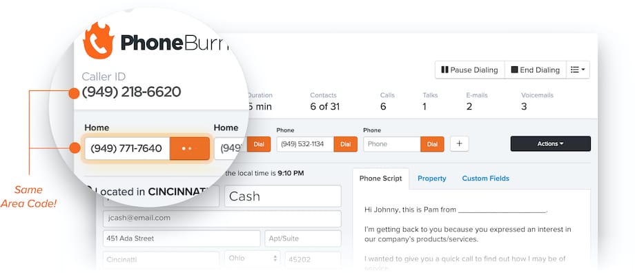 power dialer with local caller id capabilities