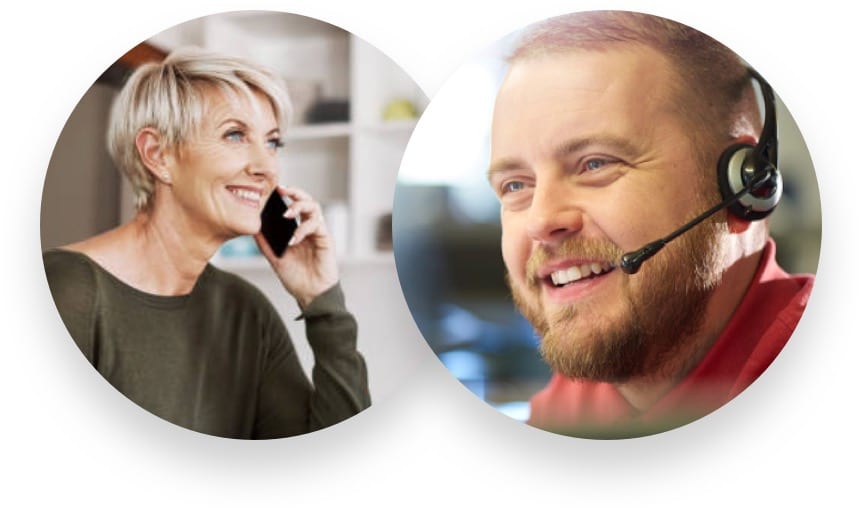happy woman talking to agent